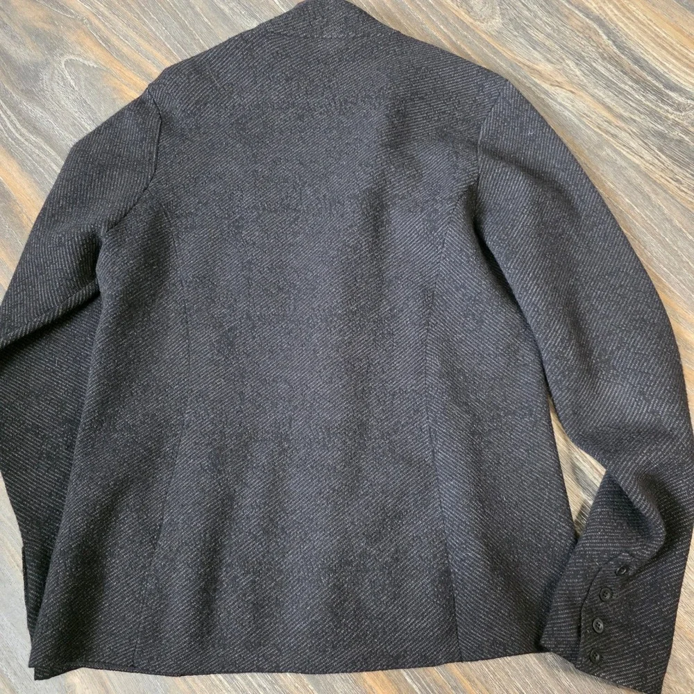 Eileen Fisher Petite‎ Charcoal Herringbone Wool Blend Blazer Jacket PM
